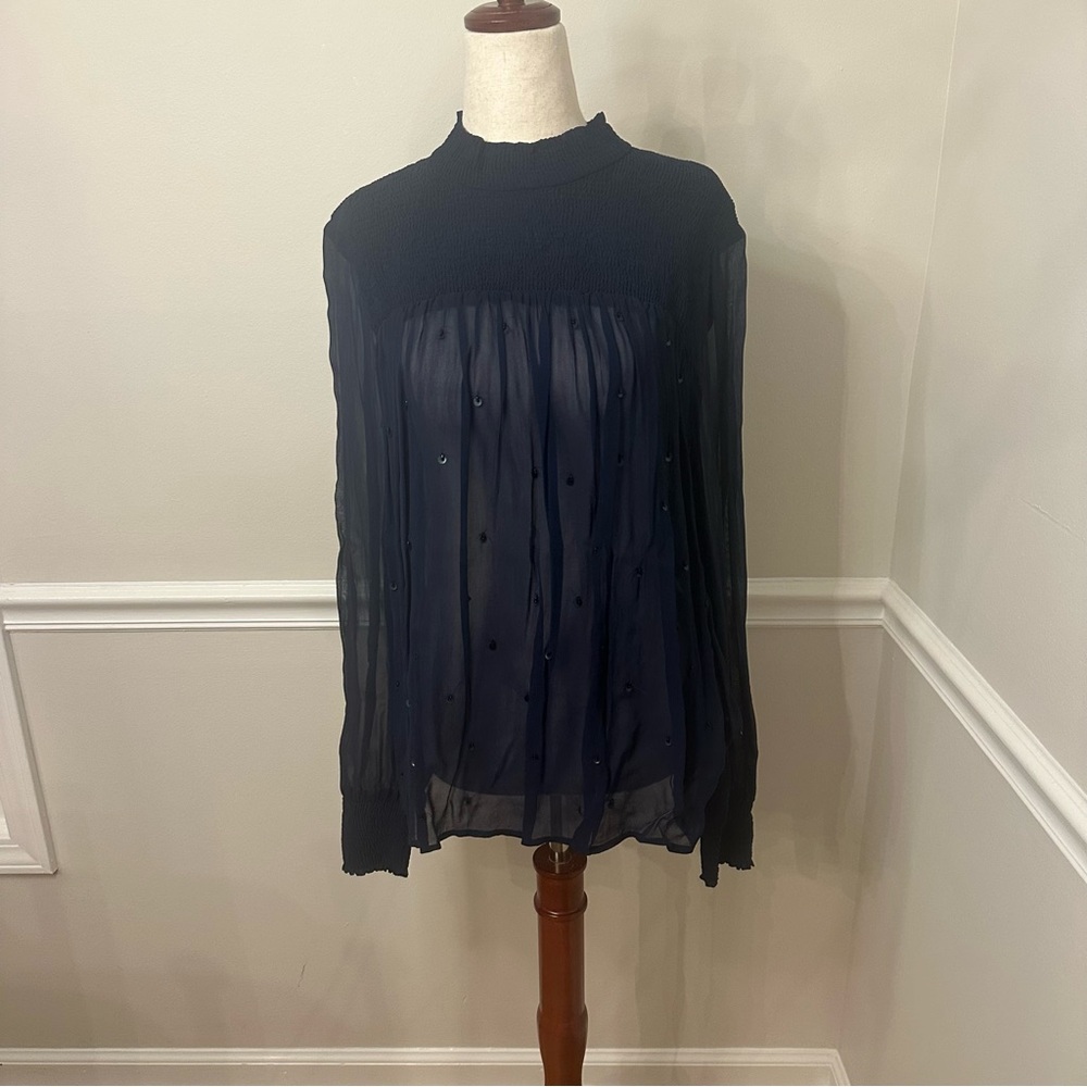 Blank London navy long sleeve blouse- Size M